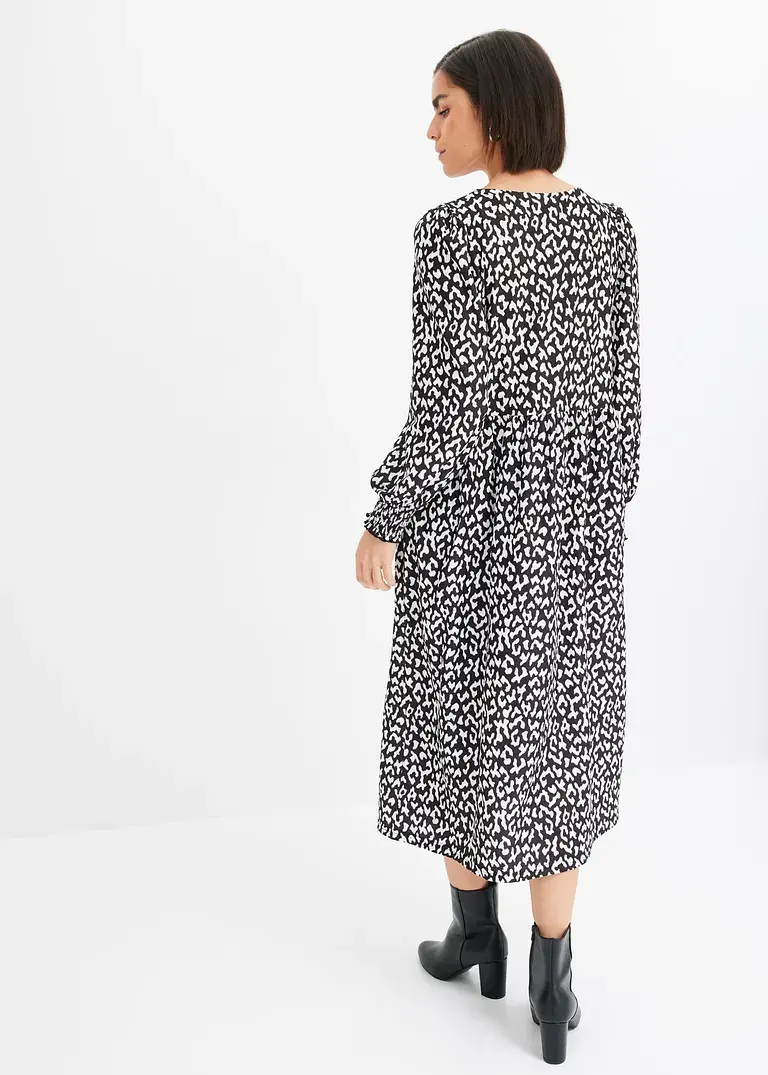 Bonprix Feminines Midikleid Aus Struktur-Jersey Mit Animal-Print - Damen