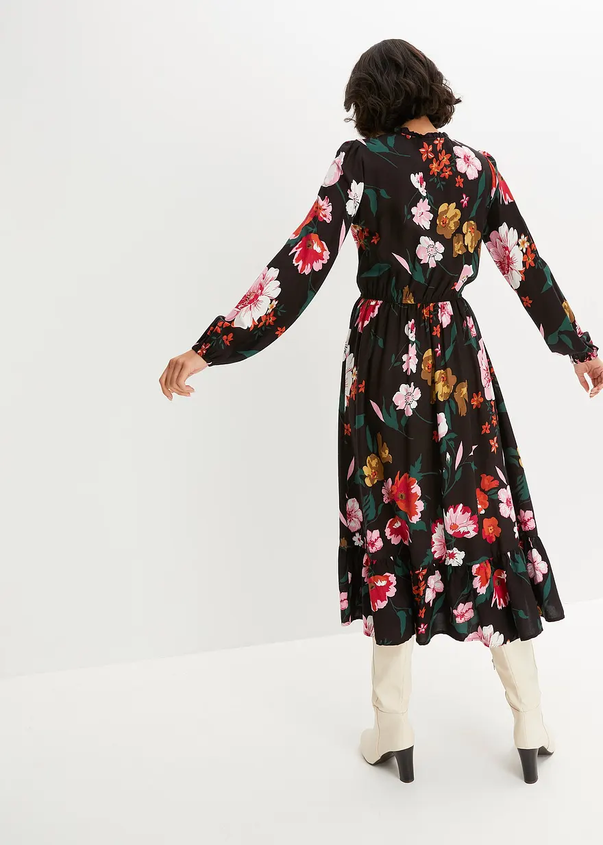 Bonprix Feminines Midikleid In Tunika-Optik Mit Volants - Damen