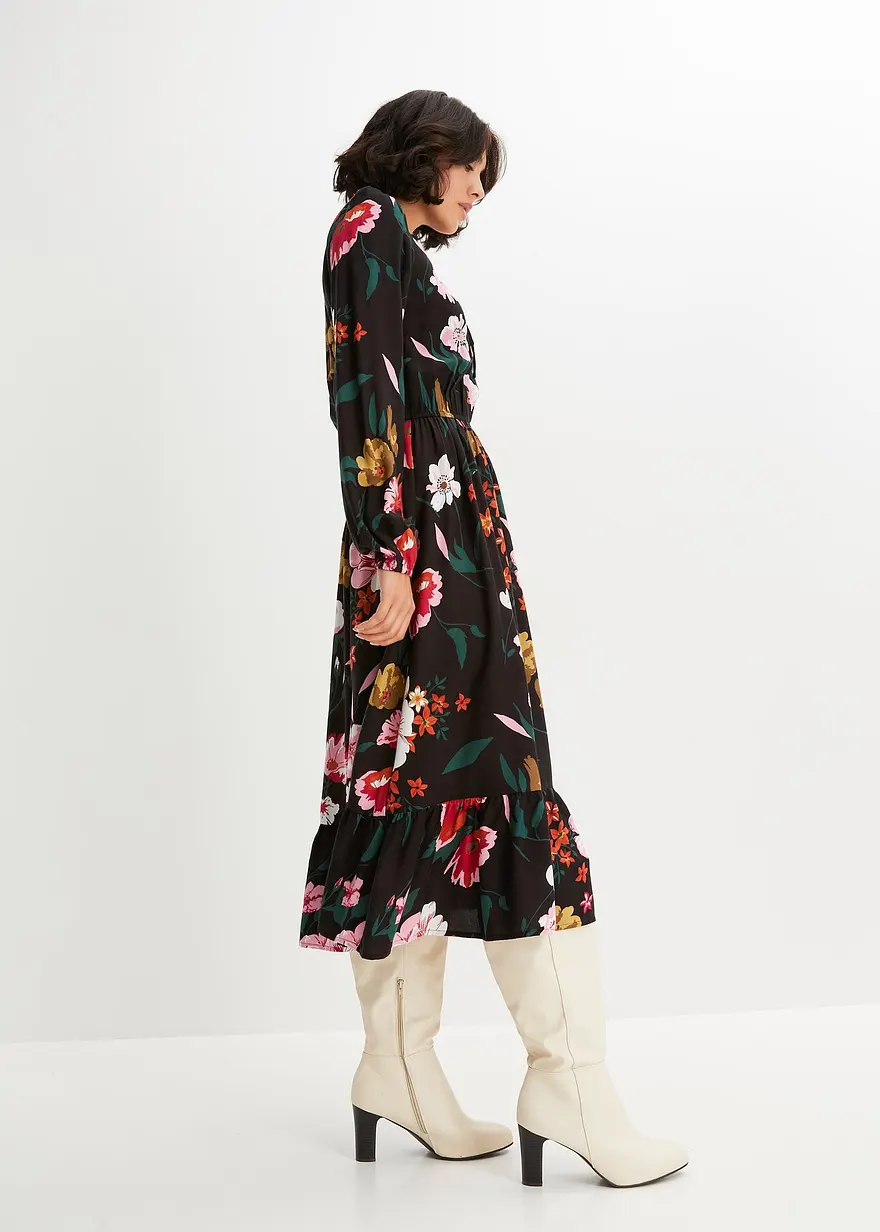 Bonprix Feminines Midikleid In Tunika-Optik Mit Volants - Damen