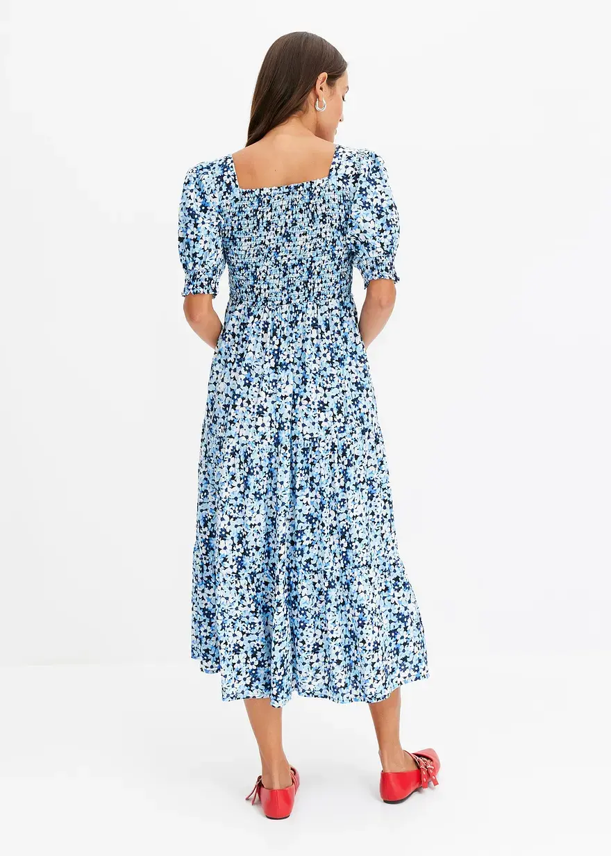 Bonprix Feminines Midikleid Mit Floralem Print. - Blau - Damen