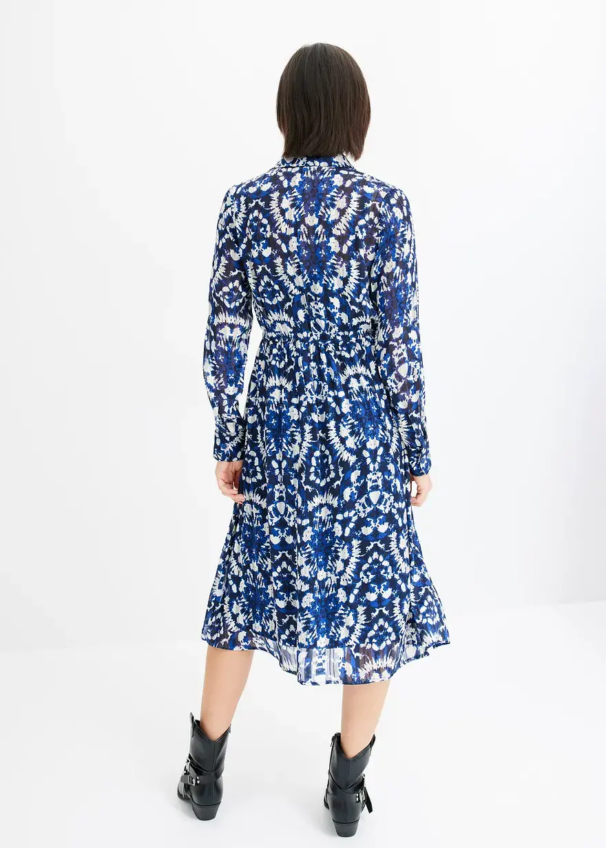 Bonprix Feminines Midikleid Mit Modischem Print - Blau - Damen
