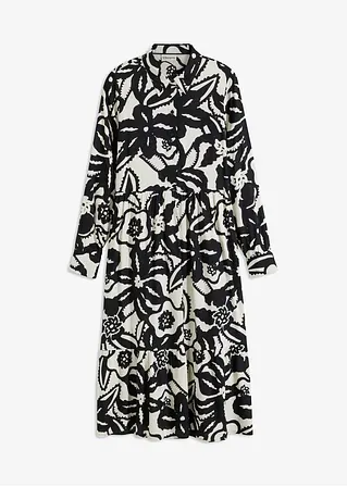 bonprix feminines Midikleid mit modischem Print - schwarz petite - Damen