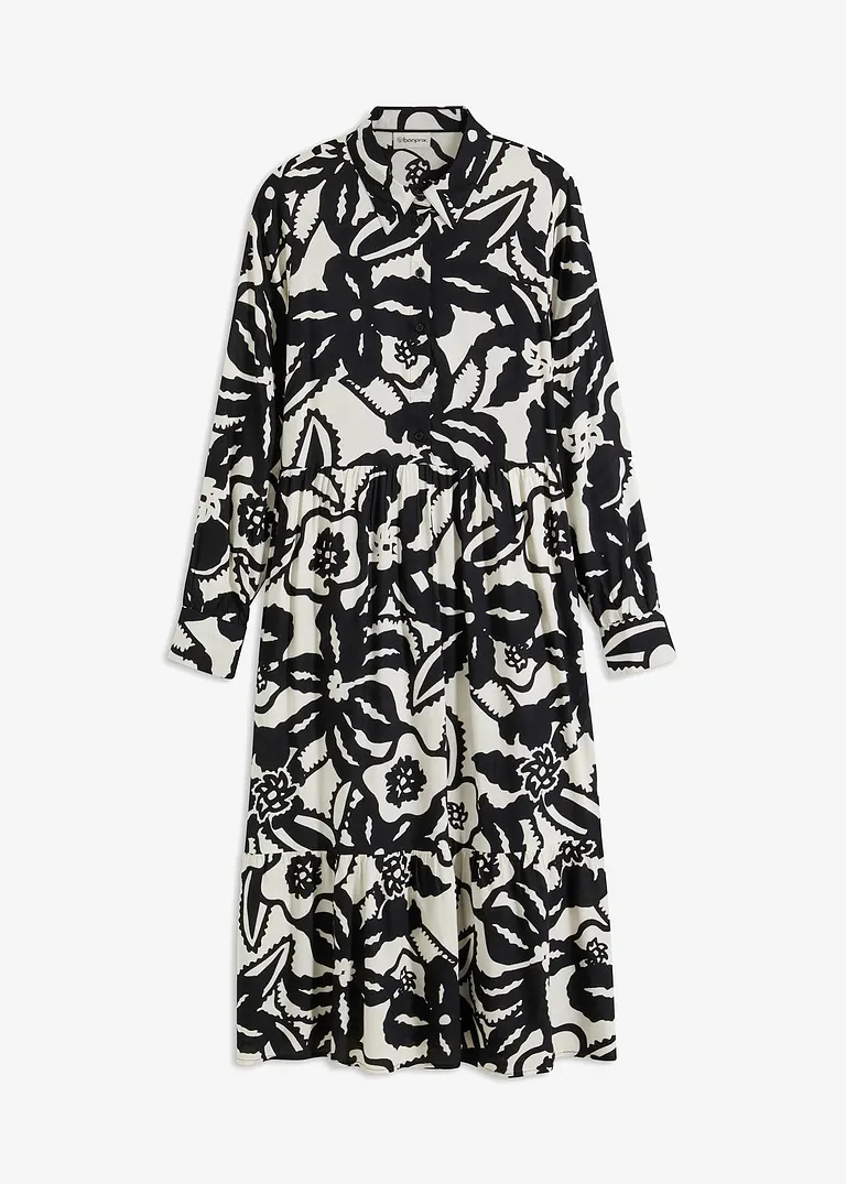 bonprix feminines Midikleid mit modischem Print - schwarz regular