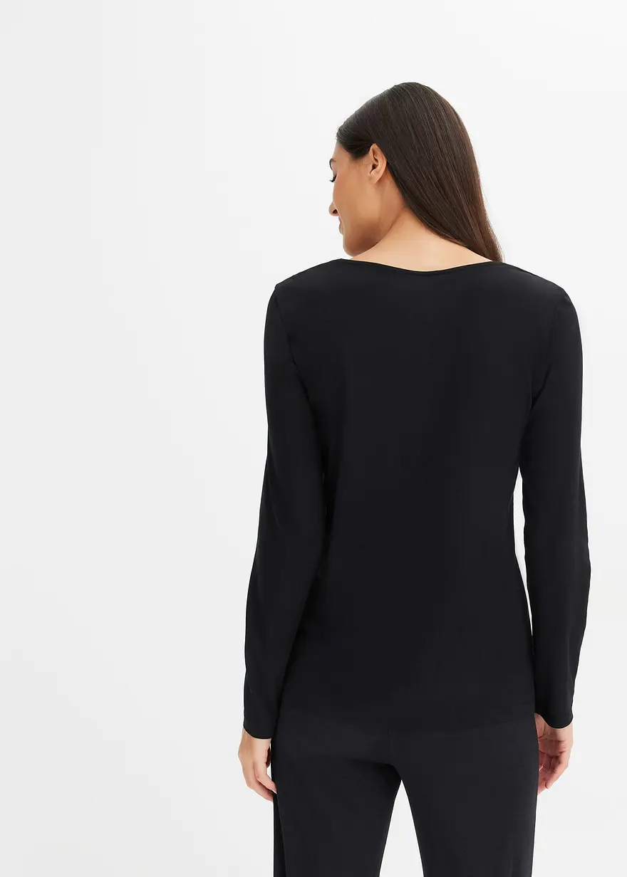 Bonprix Feminines Schlafoberteil Mit Blumendruck - Schwarz