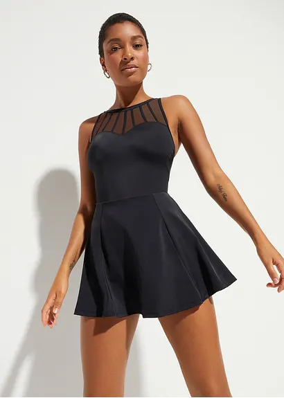 Bonprix Feminines Shape Badekleid Mit Integriertem Badeanzug - Schwarz