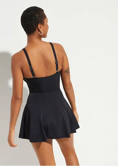 Bonprix Feminines Shape Badekleid Mit Integriertem Badeanzug - Schwarz