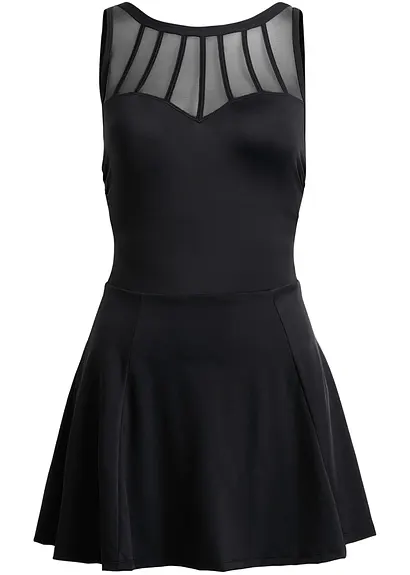 bonprix Feminines Shape Badekleid mit integriertem Badeanzug - schwarz