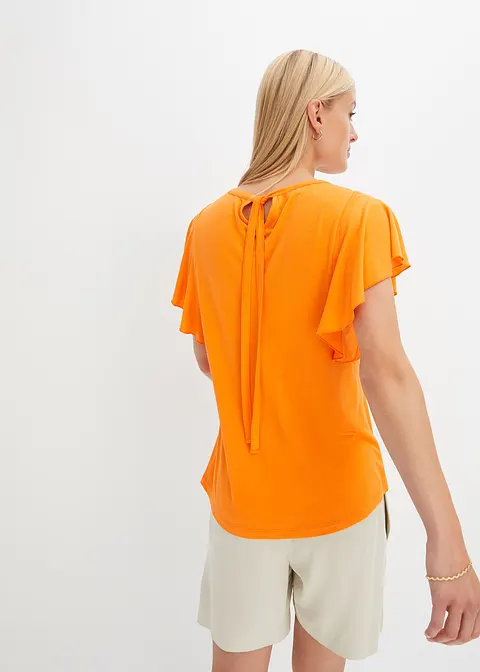 Bonprix Feminines Shirt Mit Bindeband Am Ausschnitt - Orange