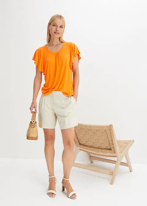 Bonprix Feminines Shirt Mit Bindeband Am Ausschnitt - Orange