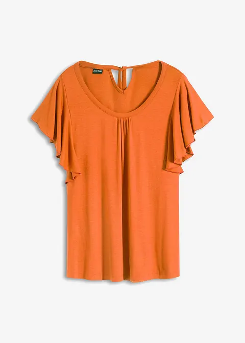 bonprix Feminines Shirt mit Bindeband am Ausschnitt - orange
