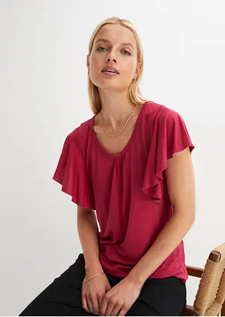 Bonprix Feminines Shirt Mit Bindeband Am Ausschnitt - Pink