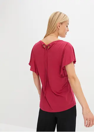 Bonprix Feminines Shirt Mit Bindeband Am Ausschnitt - Pink