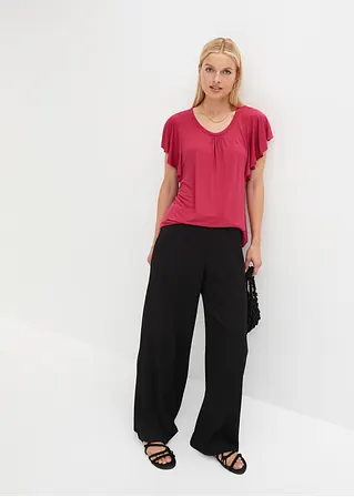 Bonprix Feminines Shirt Mit Bindeband Am Ausschnitt - Pink