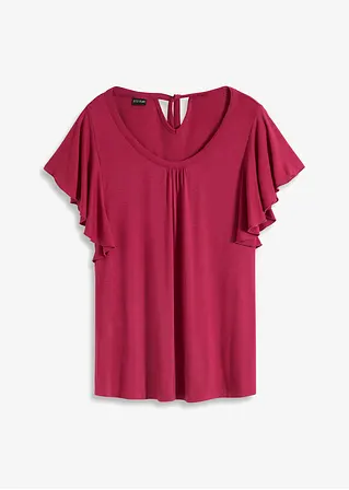 bonprix Feminines Shirt mit Bindeband am Ausschnitt - pink