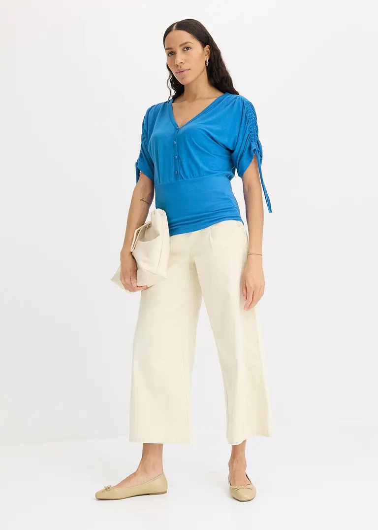 Bonprix Feminines Shirt Mit Dekorativer Knopfleiste - Blau