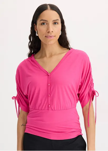 Bonprix Feminines Shirt Mit Dekorativer Knopfleiste - Pink