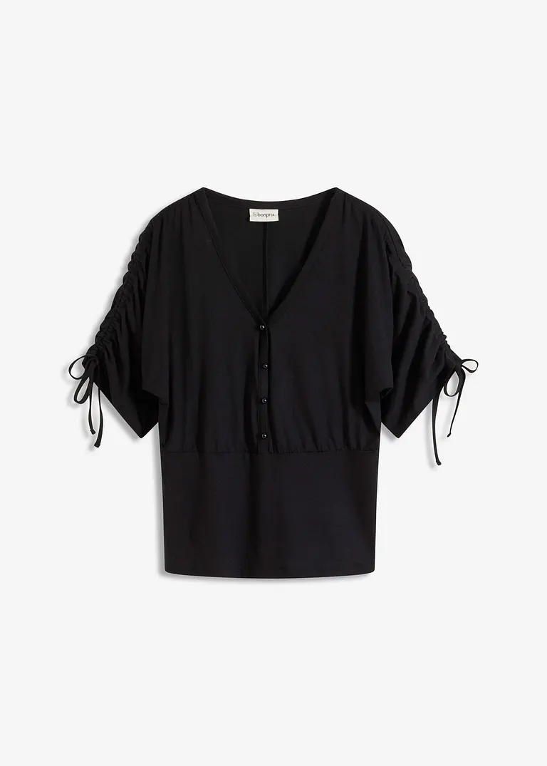 bonprix Feminines Shirt mit dekorativer Knopfleiste - schwarz