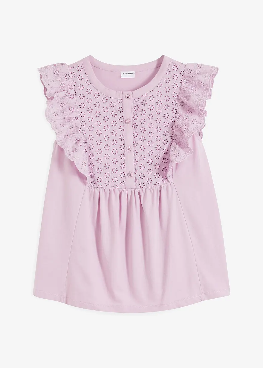 bonprix feminines Shirt mit Lochstickerei - lila - Damen