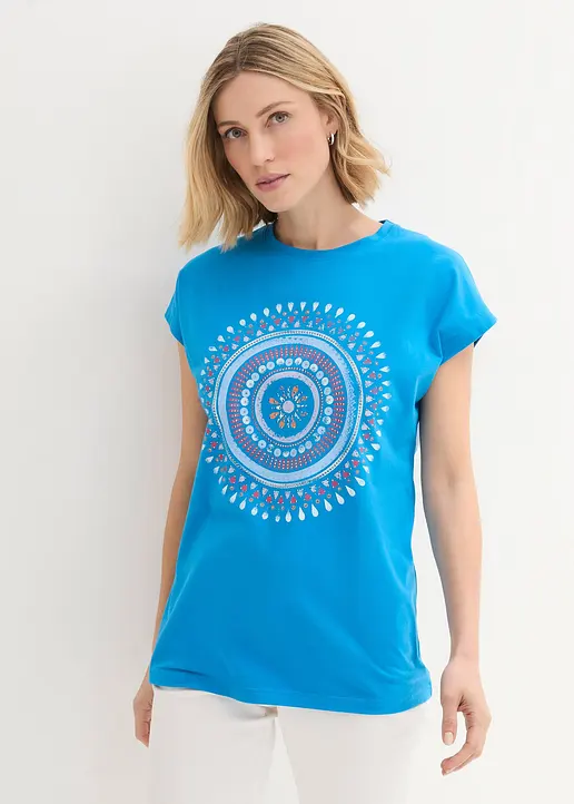 Bonprix Feminines Shirt Mit Mandaladruck - Blau - Damen