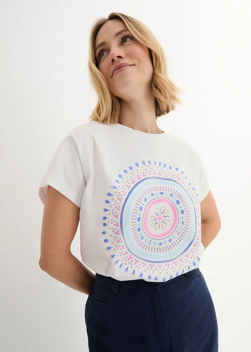 Bonprix Feminines Shirt Mit Mandaladruck - Weiß - Damen