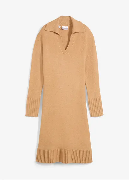 bonprix feminines Strickkleid mit Polokragen - beige - Damen