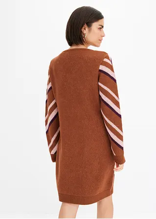 Bonprix Feminines Strickkleid Mit Streifenmuster - Braun