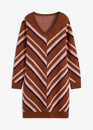 bonprix feminines Strickkleid mit Streifenmuster - braun
