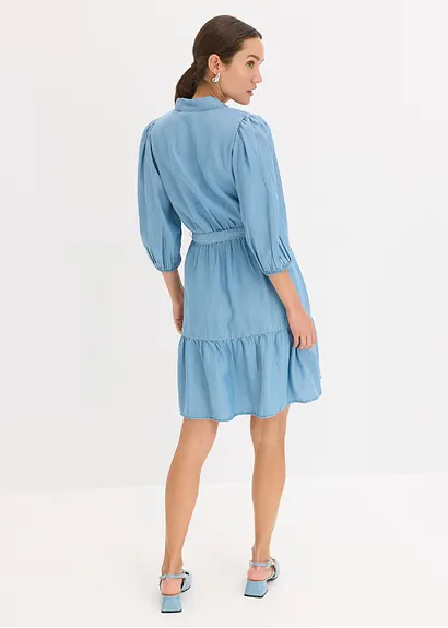 Bonprix Feminines Tencel-Kleid Mit Ausgestelltem Rock - Blau