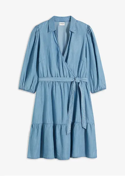 bonprix feminines Tencel-Kleid mit ausgestelltem Rock - blau