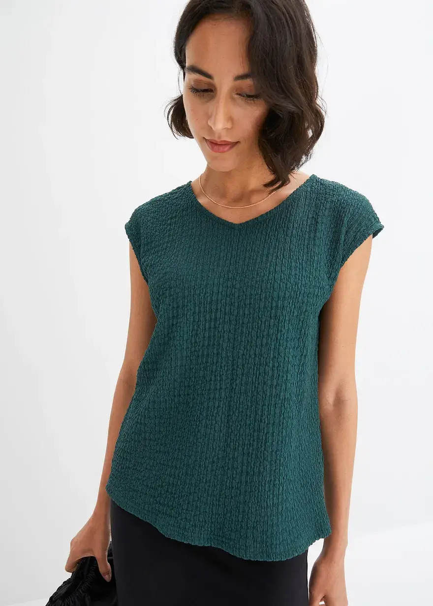 Bonprix Feminines Top Aus Leichtem Crêpe - Grün - Damen