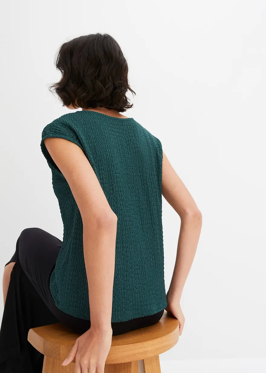 Bonprix Feminines Top Aus Leichtem Crêpe - Grün - Damen