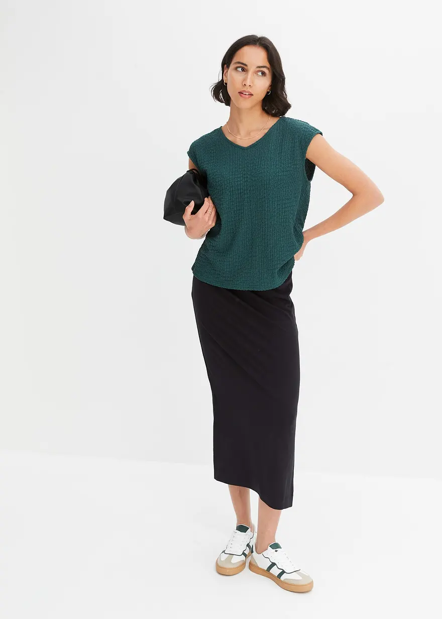 Bonprix Feminines Top Aus Leichtem Crêpe - Grün - Damen