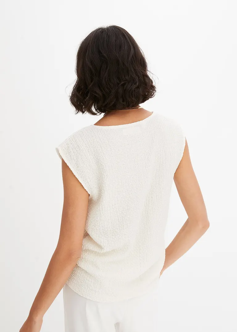 Bonprix Feminines Top Aus Leichtem Crêpe - Weiß - Damen