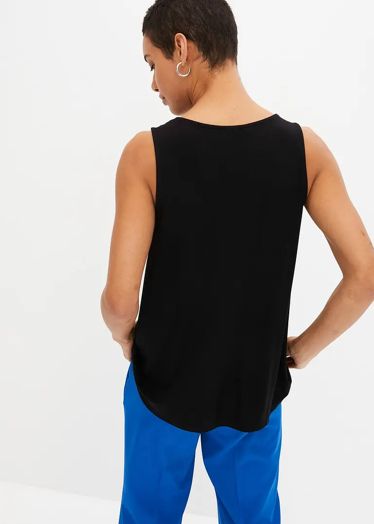 Bonprix Feminines Top Im Lagen-Look Mit Zierreißverschluss - Schwarz
