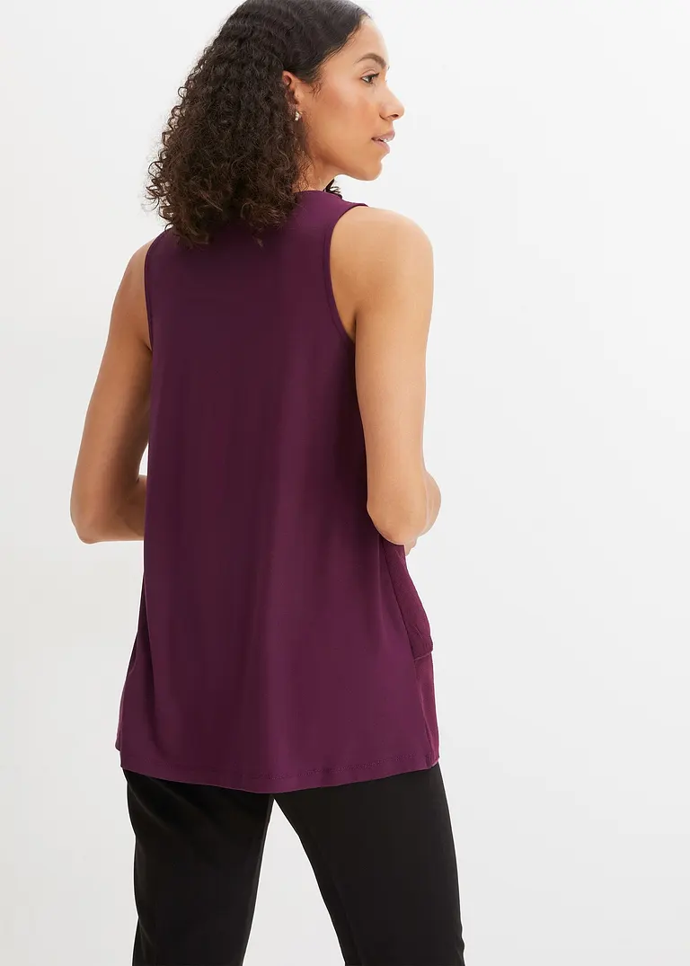Bonprix Feminines Top Im Lagen-Look Mit Zierreißverschluss - Lila - Damen