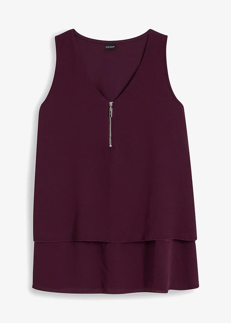 bonprix Feminines Top im Lagen-Look mit Zierreißverschluss - lila - Damen