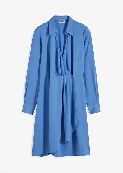 bonprix feminines Wickelkleid aus modischem Crepe-Material. - blau