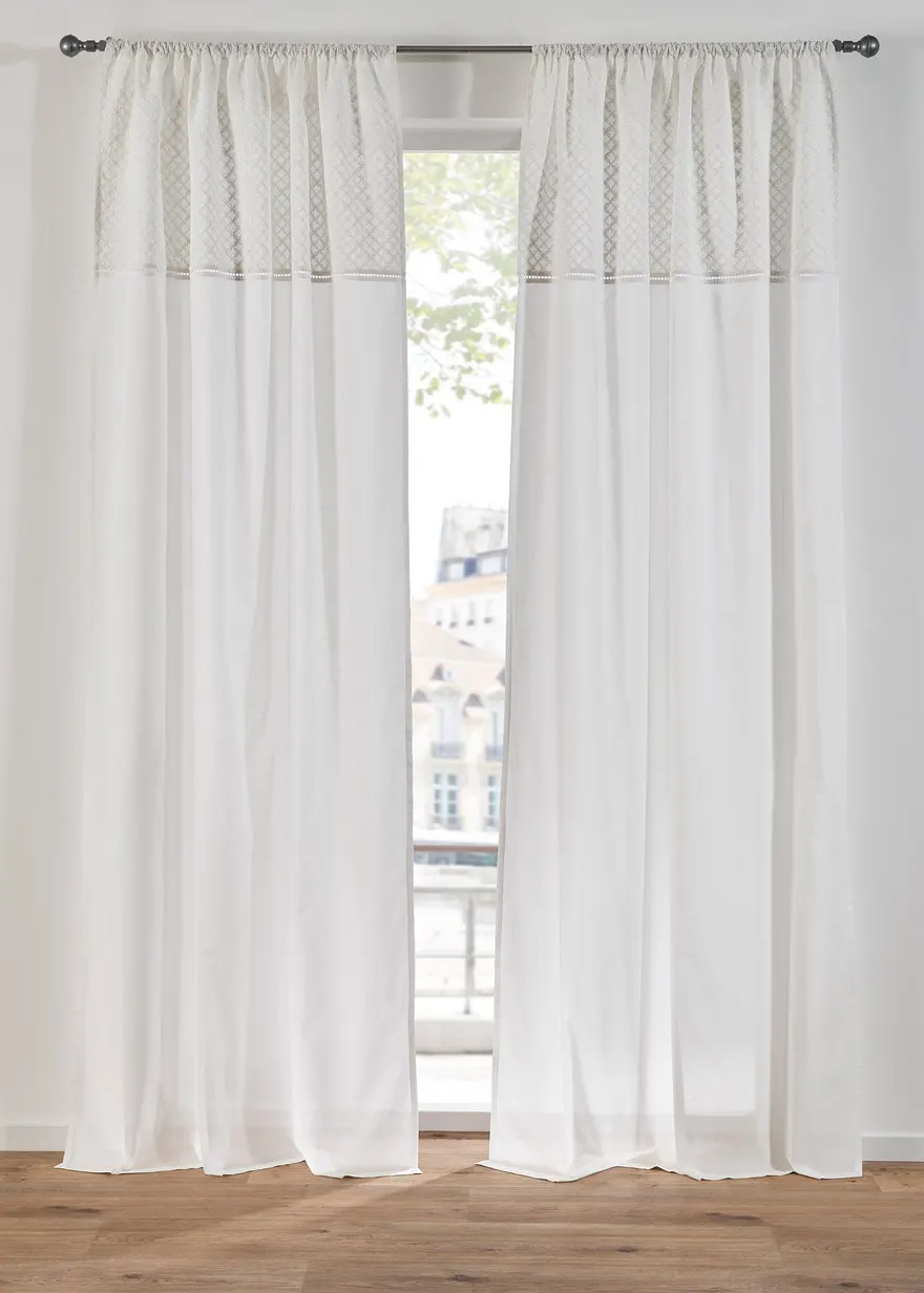 bonprix Fertigvorhang in romantischer Optik - weiß Tunnelzug