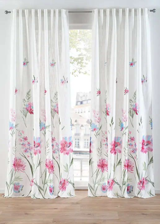bonprix Fertigvorhang mit Blumen Druck - pink Multifunktionsband