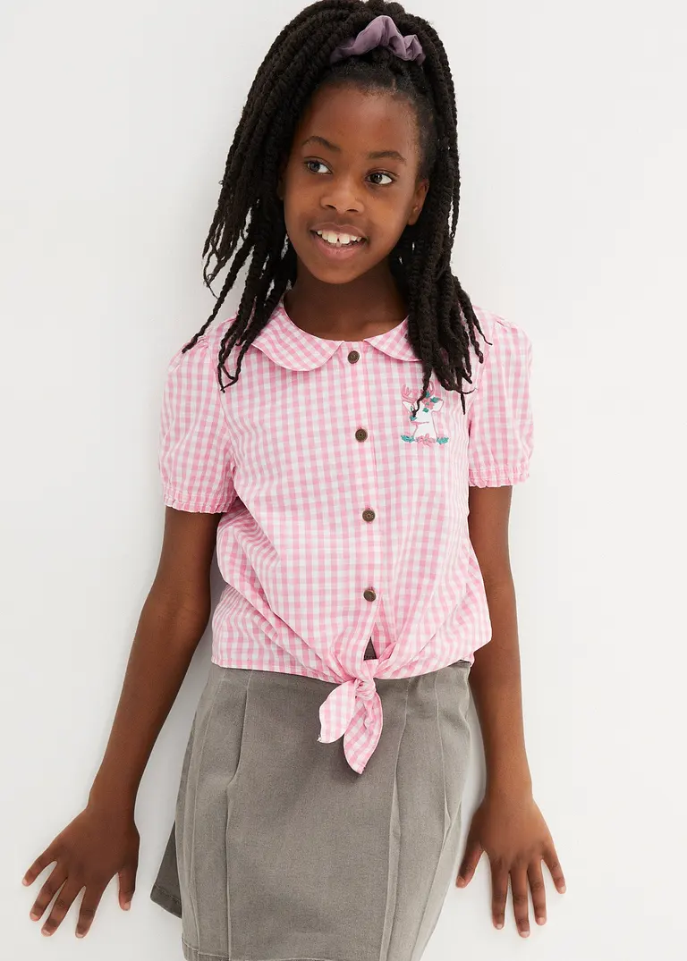 Bonprix Festliche Mädchen Trachtenbluse Im Oktoberfest-Look - Rosa