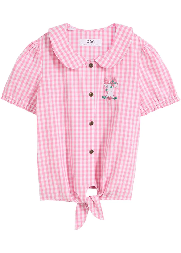 bonprix Festliche Mädchen Trachtenbluse im Oktoberfest-Look - rosa