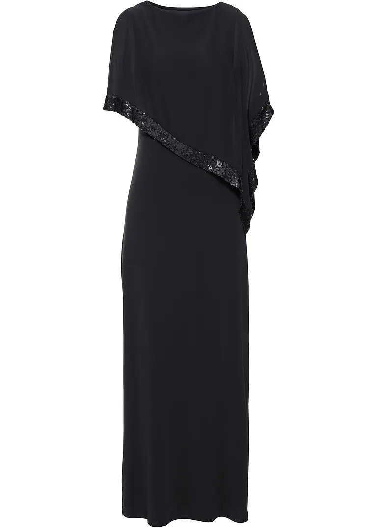 bonprix Festliches Abendkleid mit Volant - schwarz petite