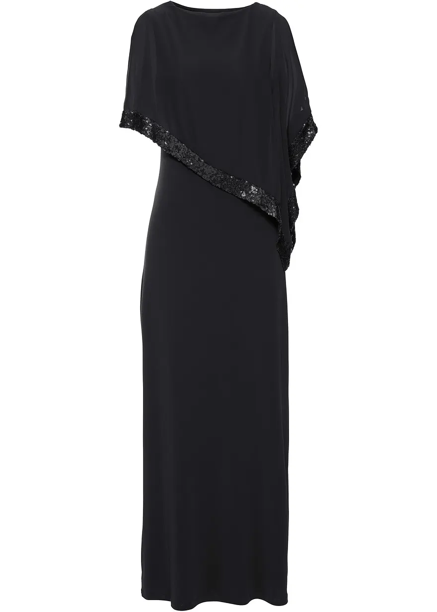 bonprix Festliches Abendkleid mit Volant - schwarz regular