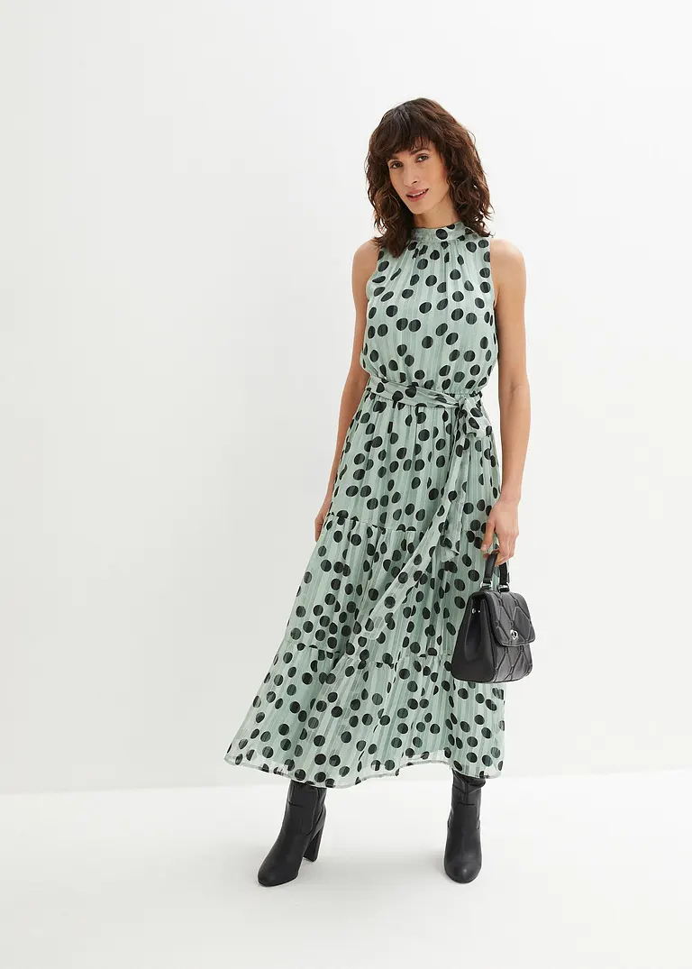 Bonprix Festliches Chiffonkleid Mit Edlen Glitzerfäden - Grün