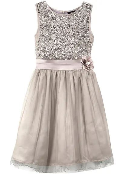 bonprix Festliches Mädchen Kleid mit dekorativen Details - silber