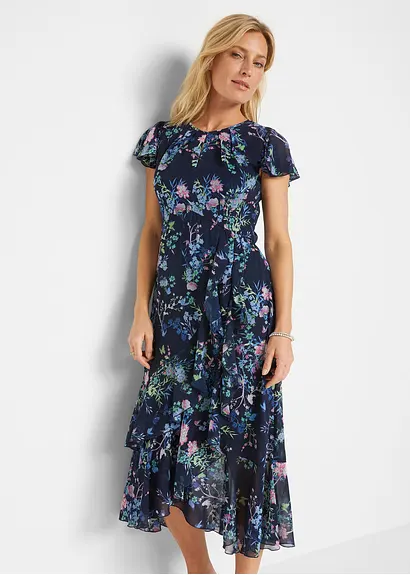 Bonprix Festliches Sommerkleid Mit Modischen Volants - Blau