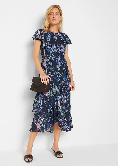 Bonprix Festliches Sommerkleid Mit Modischen Volants - Blau