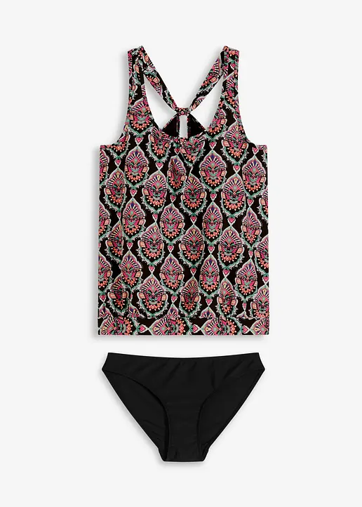 bonprix Figur schmeichelnder Tankini mit tollem Druck - schwarz graphisch