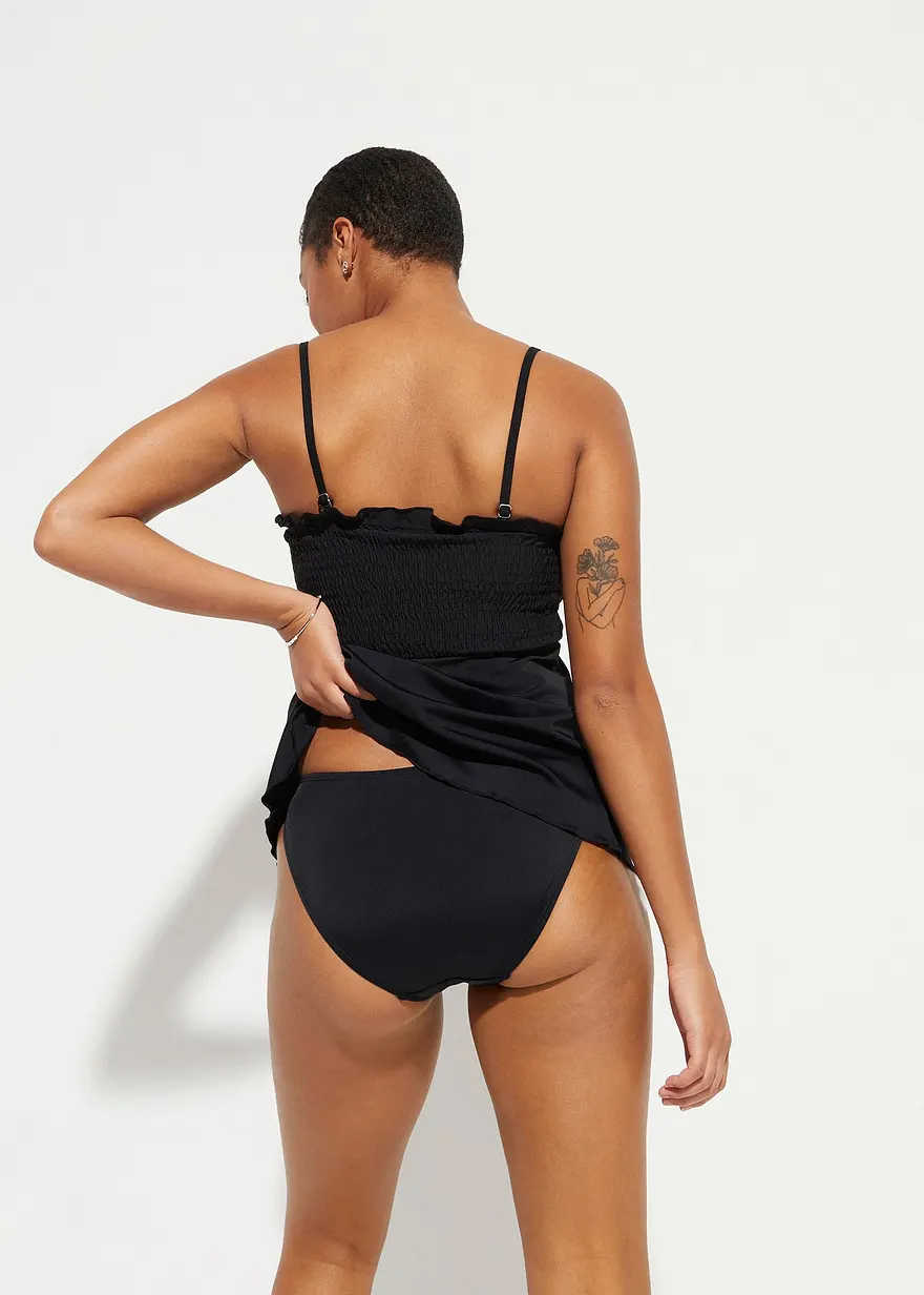 Bonprix Figur Umspielender Tankini Mit Abnehmbaren Trägern - Schwarz