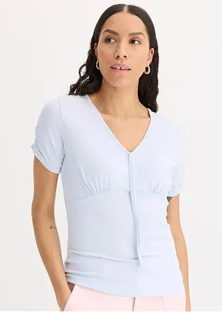 Bonprix Figurbetonende Bluse Mit Sexy Raffung - Blau - Damen